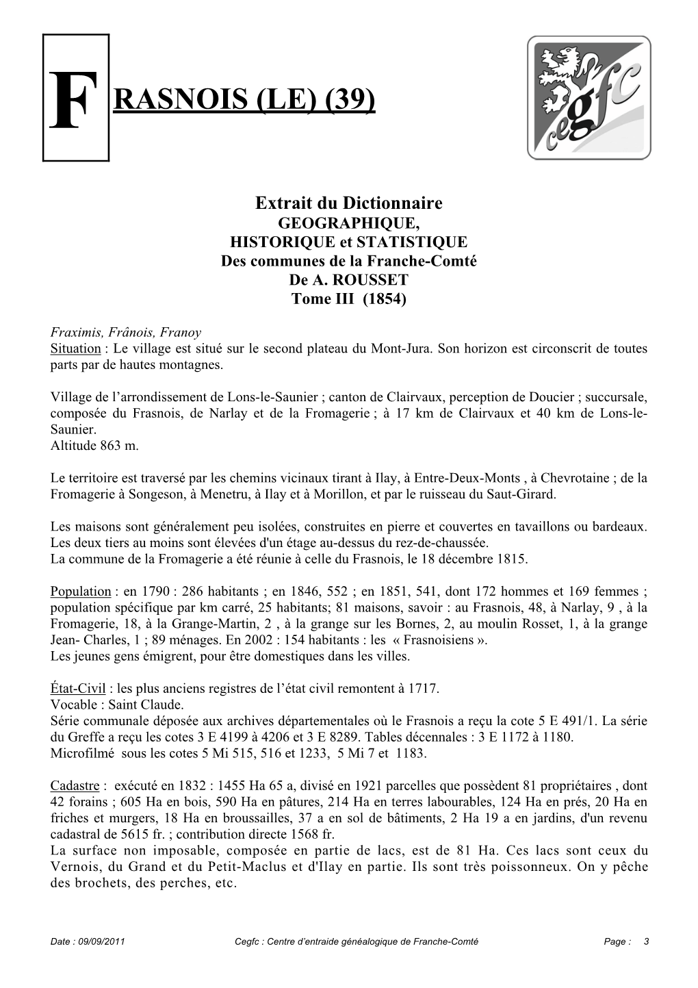 Notice Historique Du Frasnois