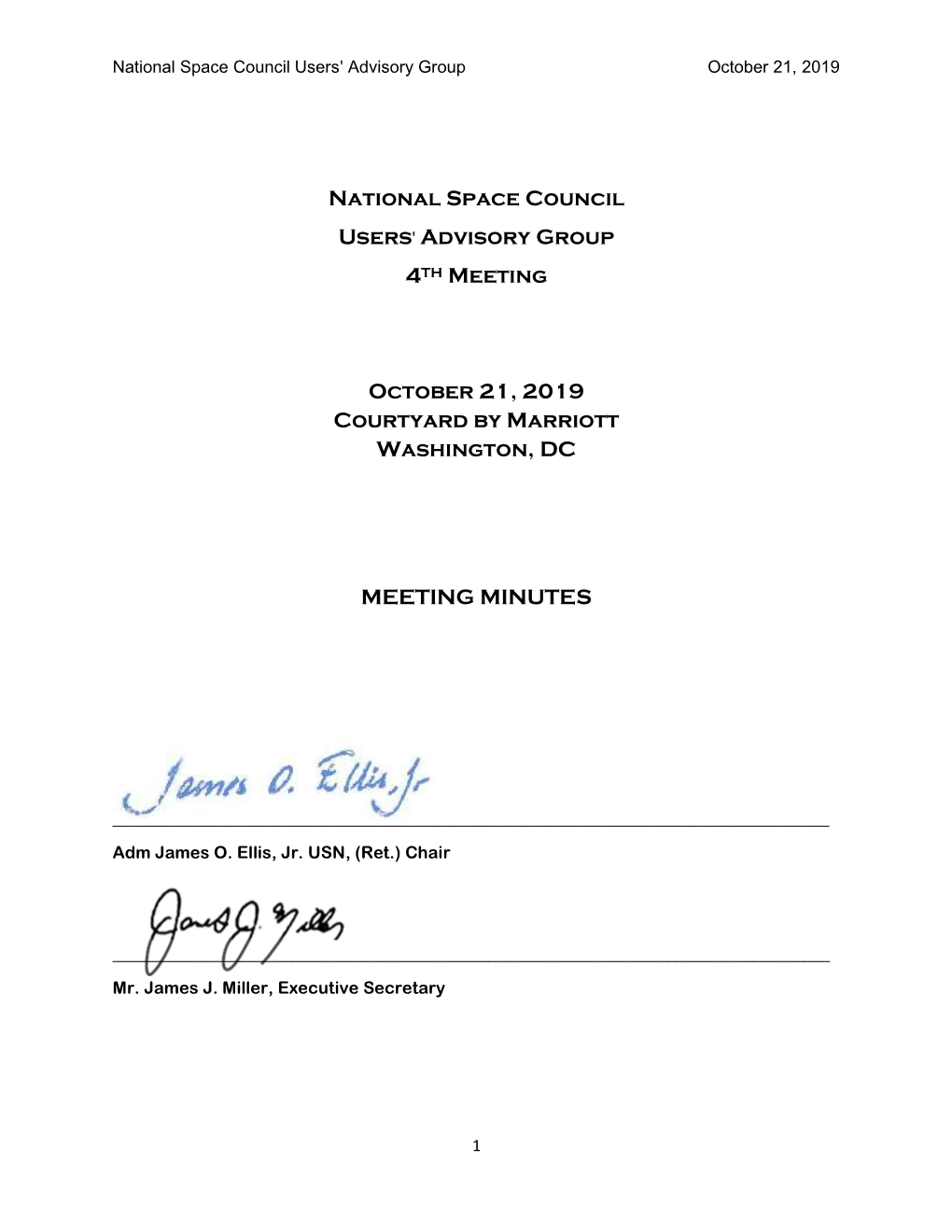 National Space Council Users' Advisory Group 4TH