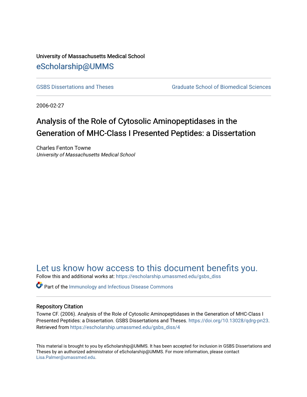 Analysis of the Role of Cytosolic Aminopeptidases in the Generation of MHC-Class I Presented Peptides: a Dissertation