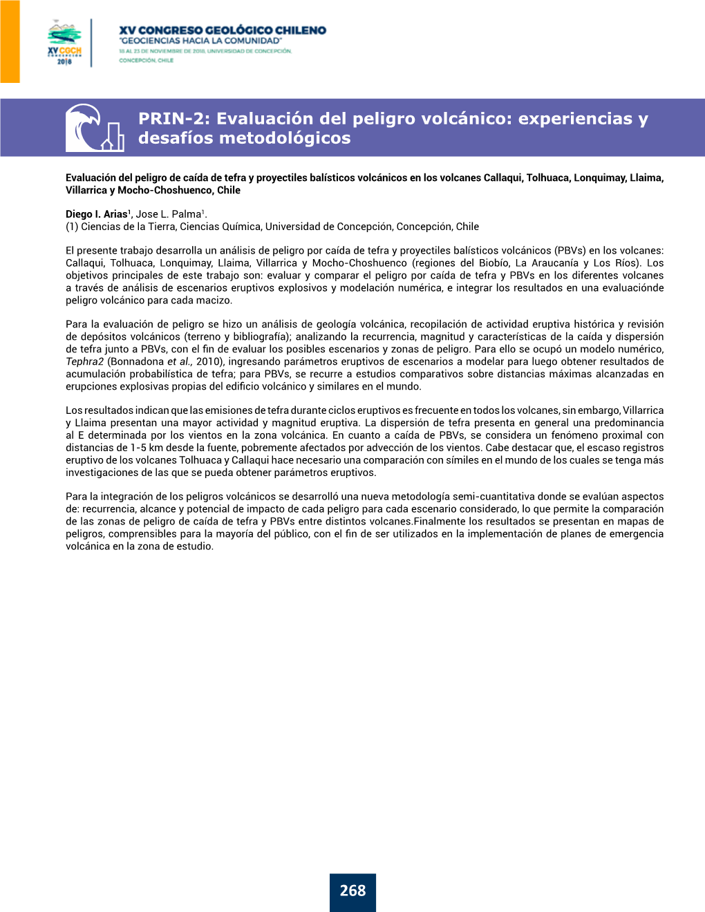 PRIN-2: Evaluación Del Peligro Volcánico: Experiencias Y Desafíos Metodológicos