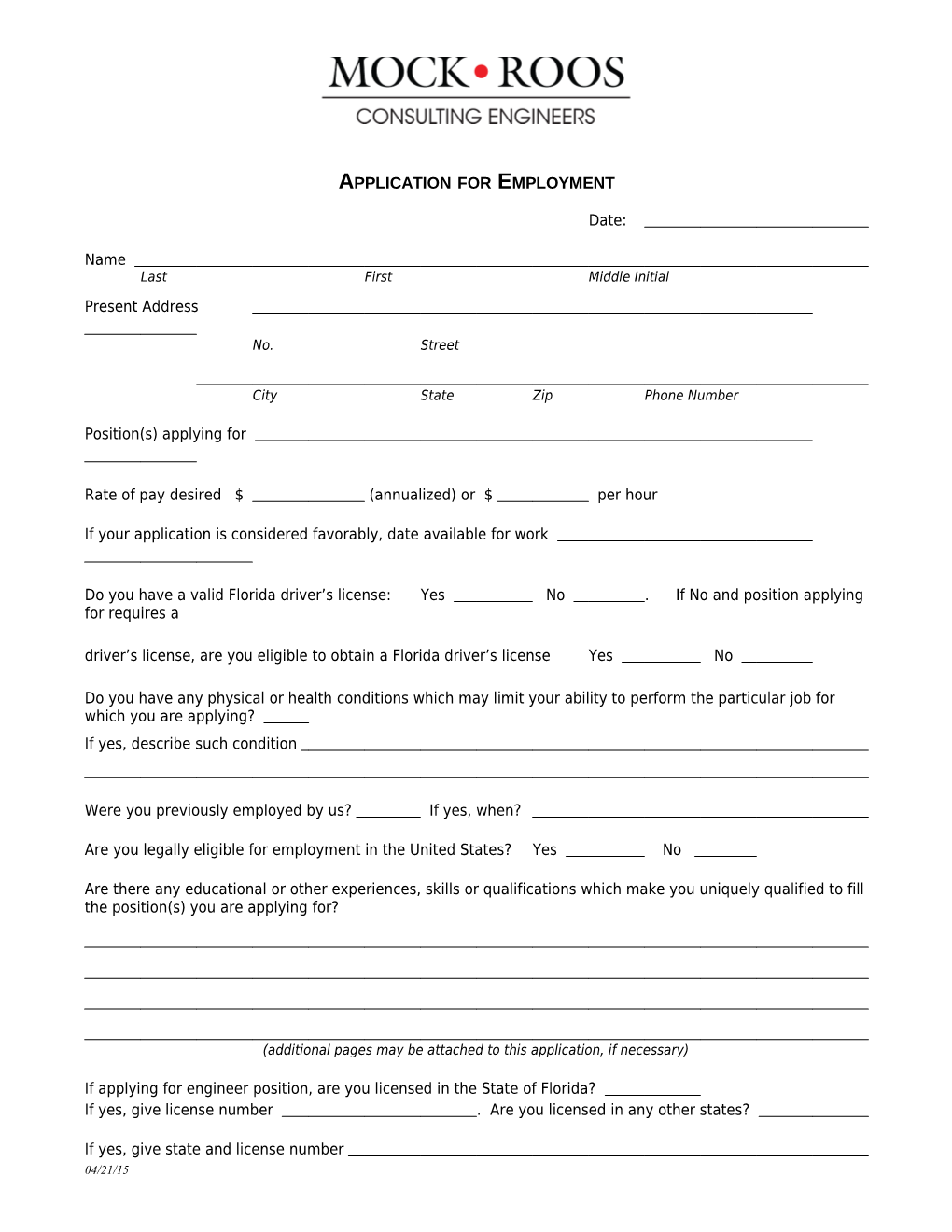 Application for Employment s101