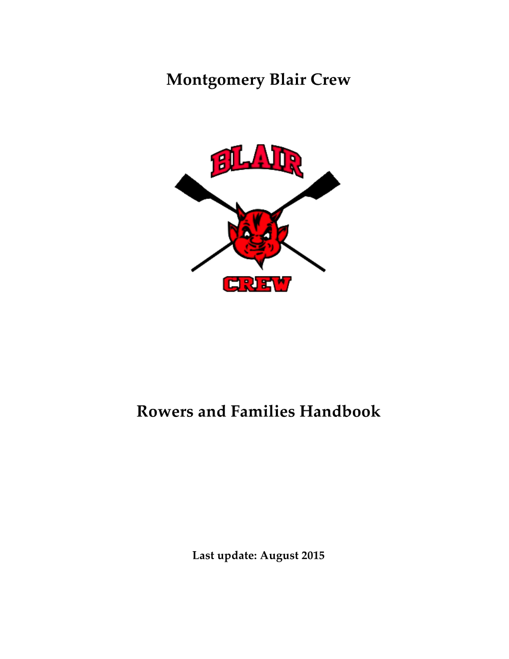 Montgomery Blair Crew Rowers and Families Handbook