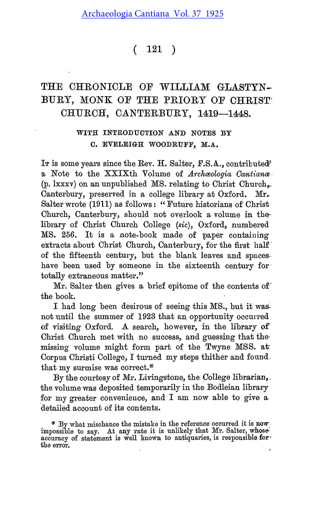 The Chronicle of William Glastynbury, Monk of the Priory of Christ Church