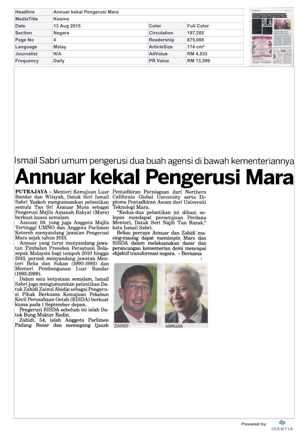 Annuar Kekal Pengerusi Mara