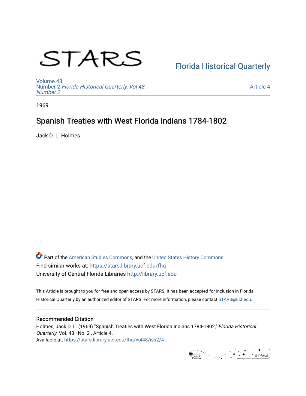 Spanish Treaties with West Florida Indians 1784-1802