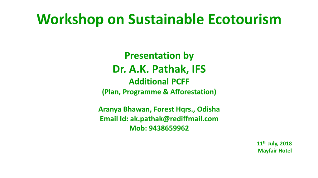 Workshop on Sustainable Ecotourism