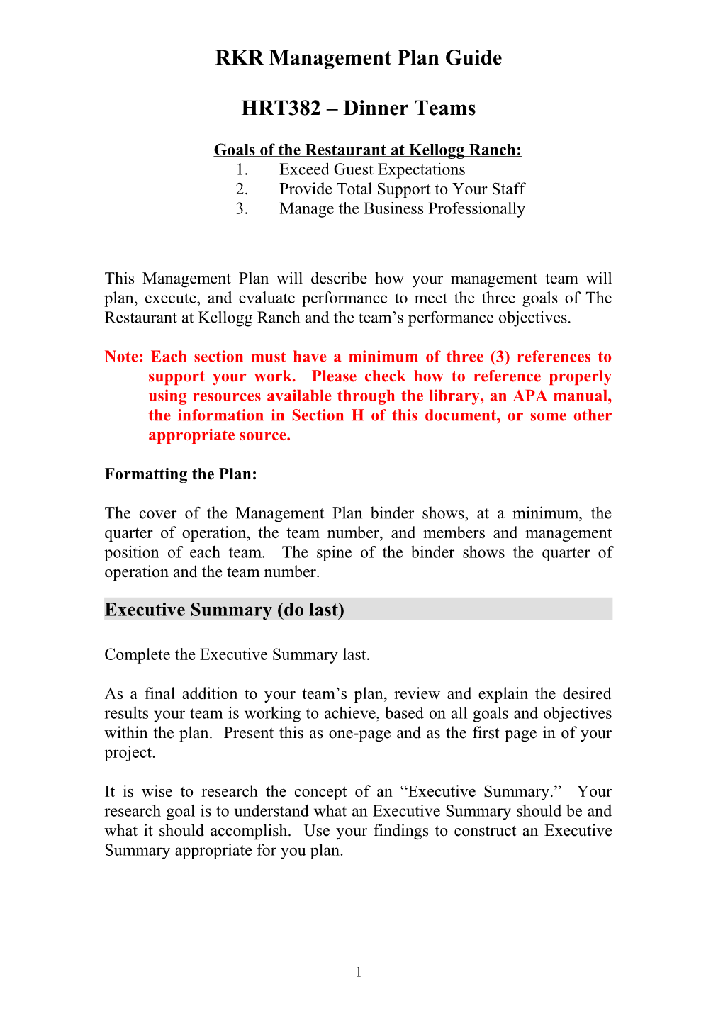 RKR Management Plan