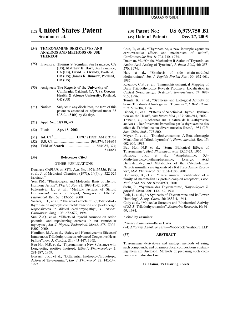 (12) United States Patent (10) Patent No.: US 6,979,750 B1 Scanlan Et Al