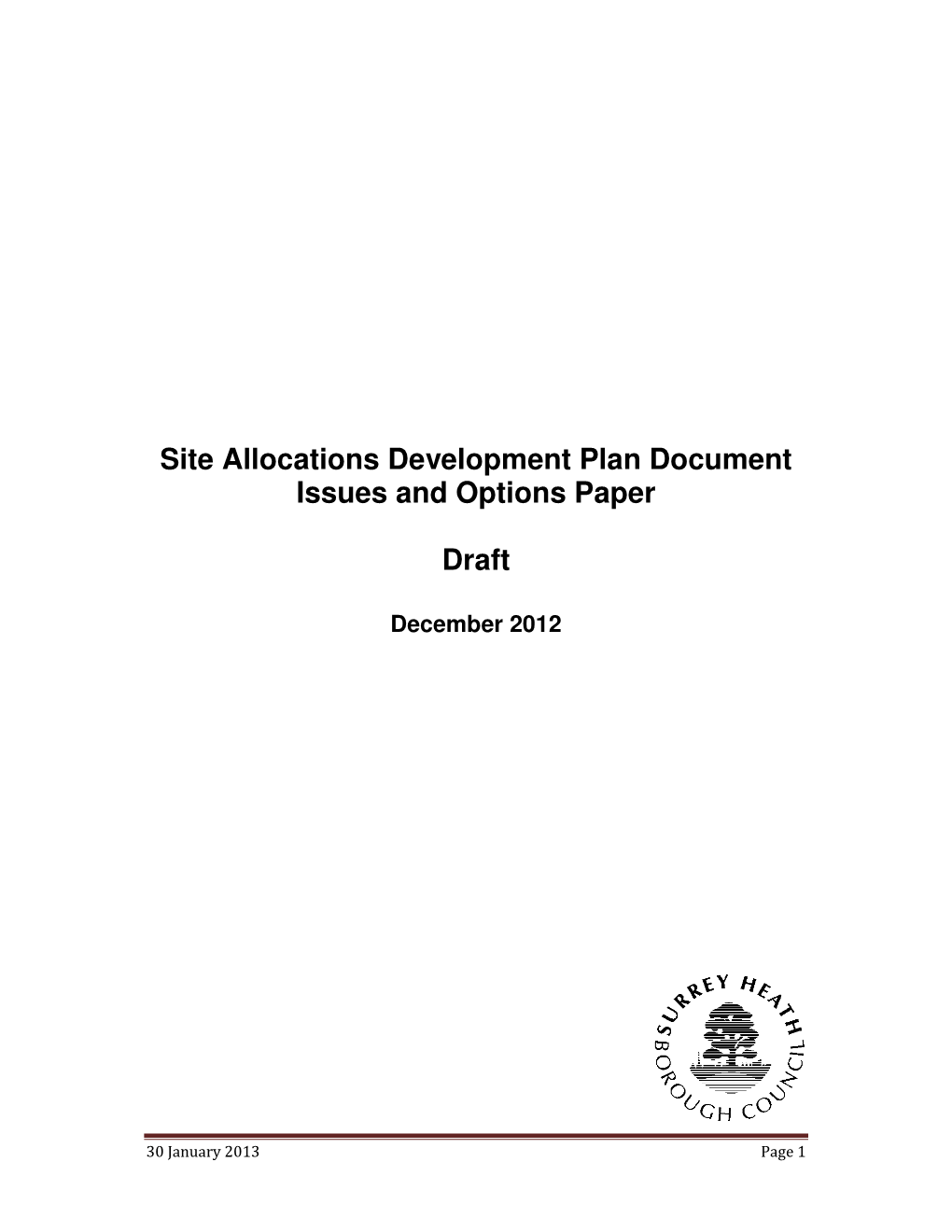 Site Allocations Development Plan Document Issues and Options Paper