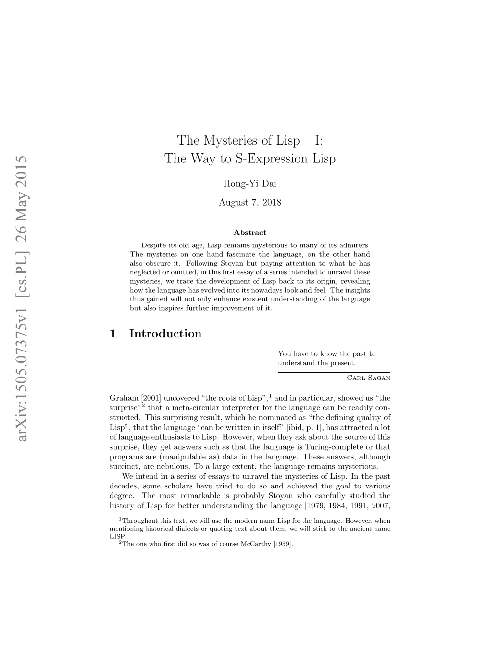 The Mysteries of Lisp--I: the Way to S-Expression Lisp