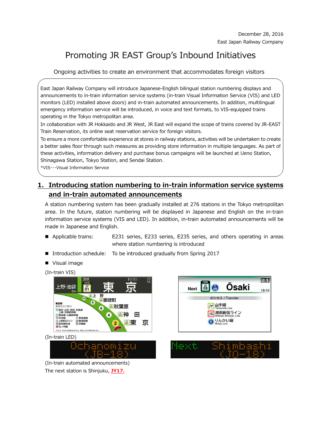 Promoting JR EAST Group's Inbound Initiatives ～Ongoing Activities To