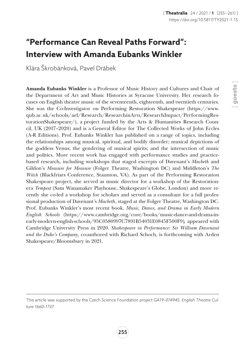 Interview with Amanda Eubanks Winkler