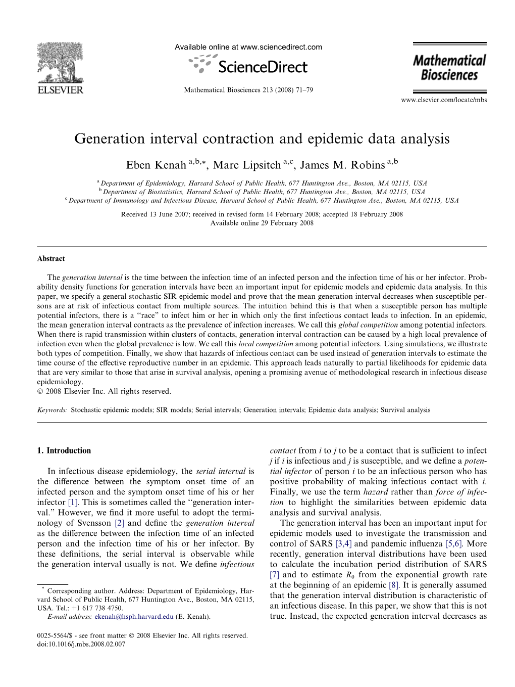 Generation Interval Contraction and Epidemic Data Analysis