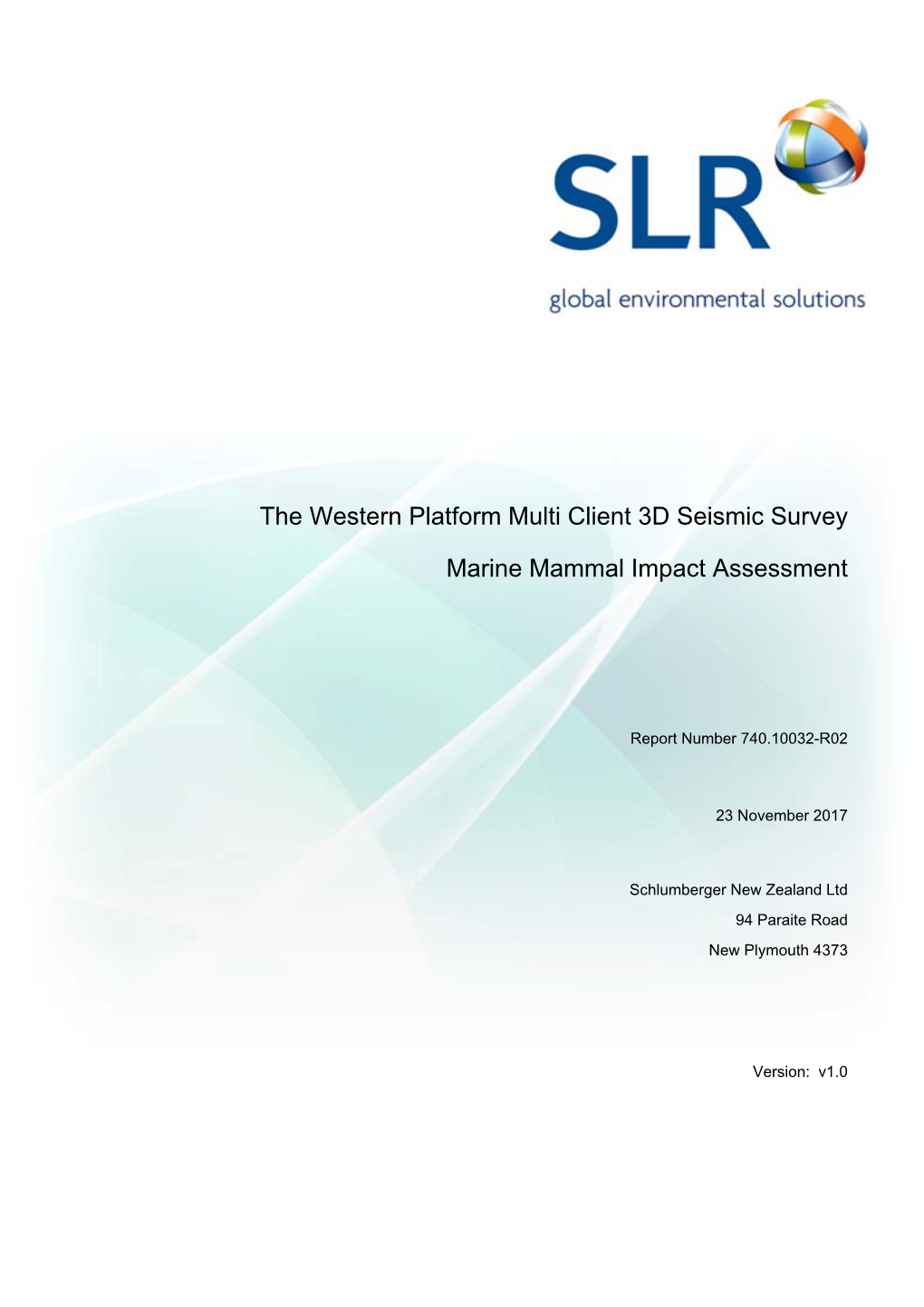 The Western Platform Multi Client 3D Seismic Survey Marine Mammal