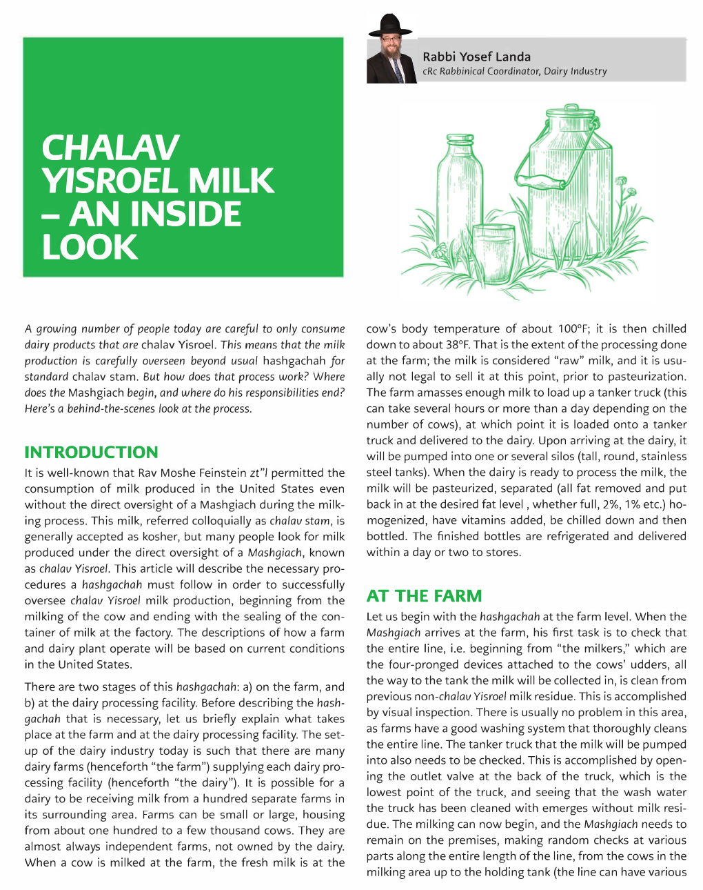 Chalav Yisroel Milk -An Inside Look