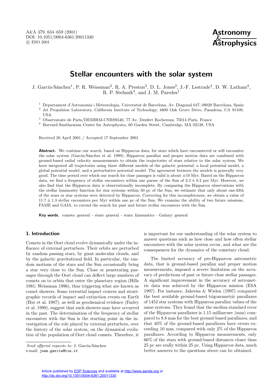 Stellar Encounters with the Solar System