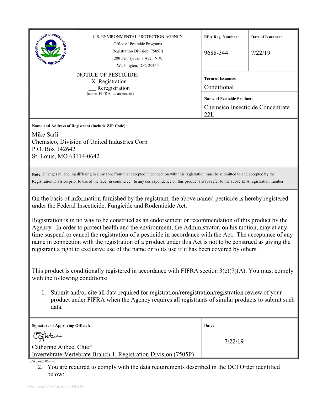 US EPA, Pesticide Product Label, Chemsico Insecticide Concentrate