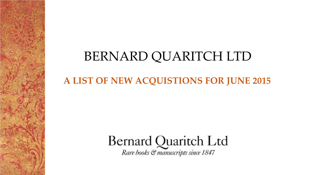 Bernard Quaritch Ltd