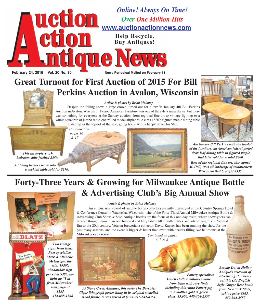 Forty-Three Years & Growing for Milwaukee Antique Bottle & Advertising Club's Big Annual Show Great Turnout for First