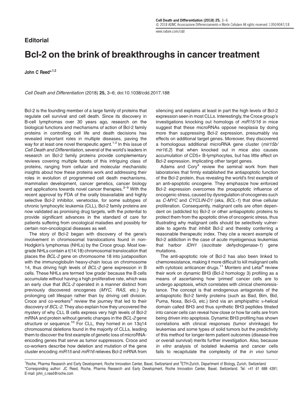 Bcl-2 on the Brink of Breakthroughs in Cancer Treatment