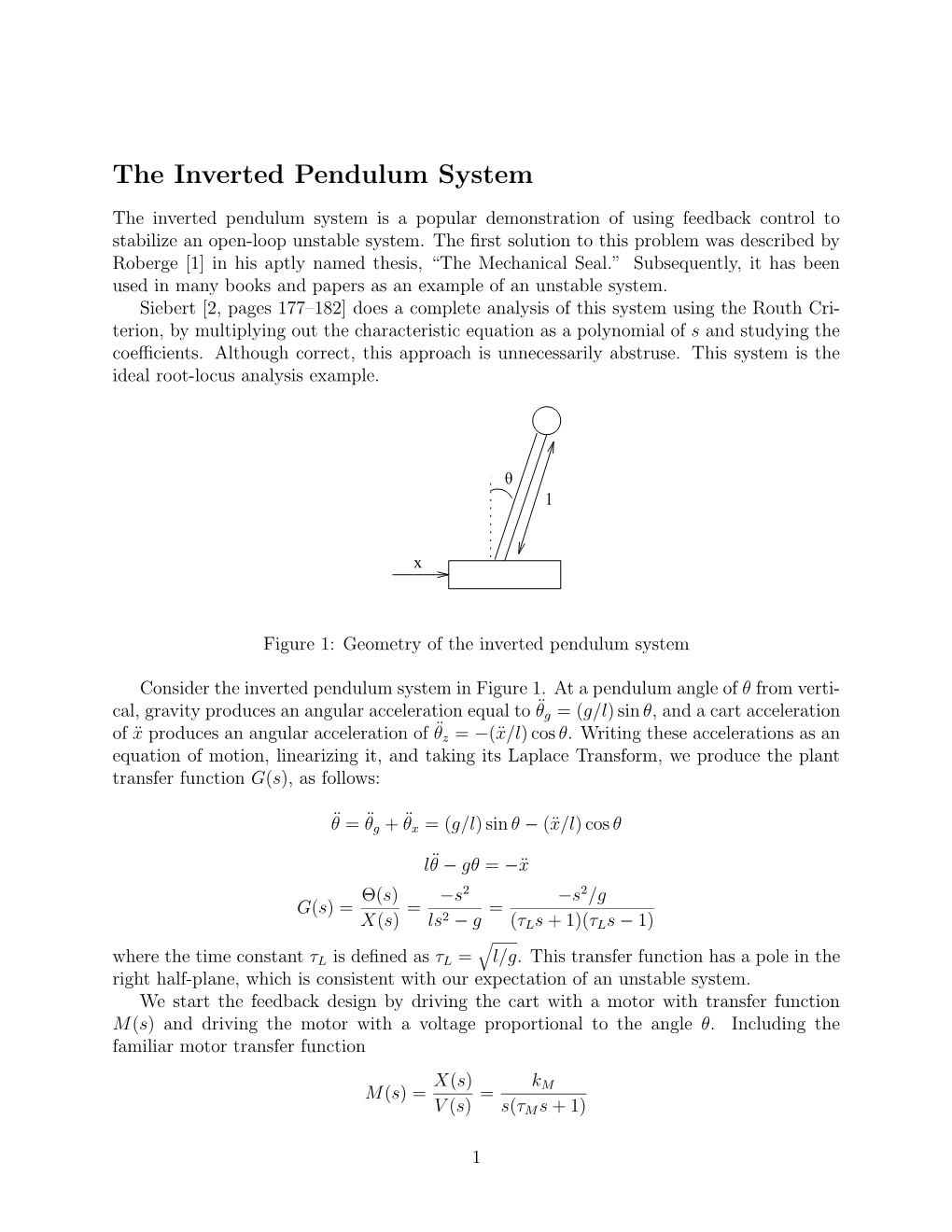 The Inverted Pendulum System