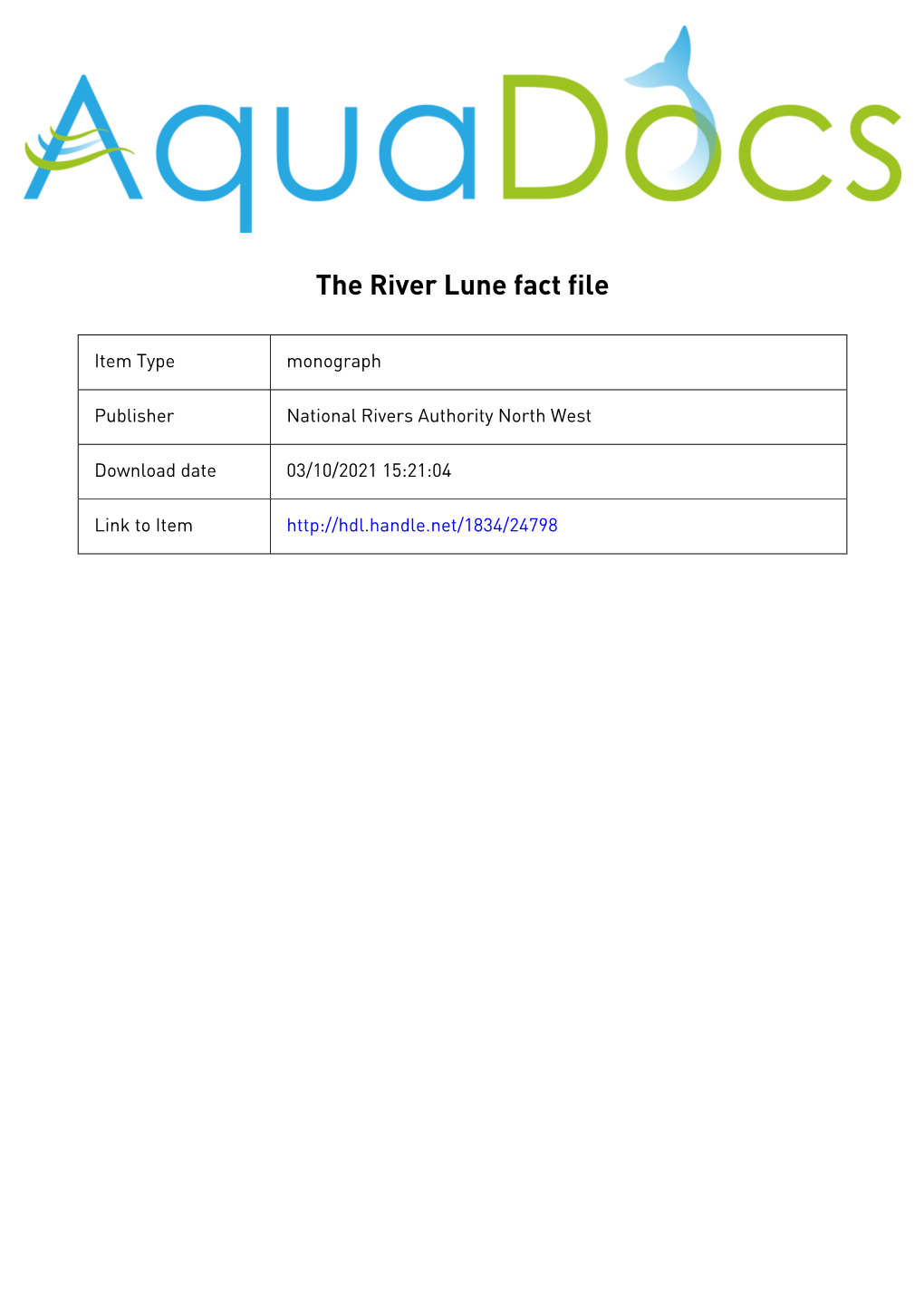 River Lune Fact File