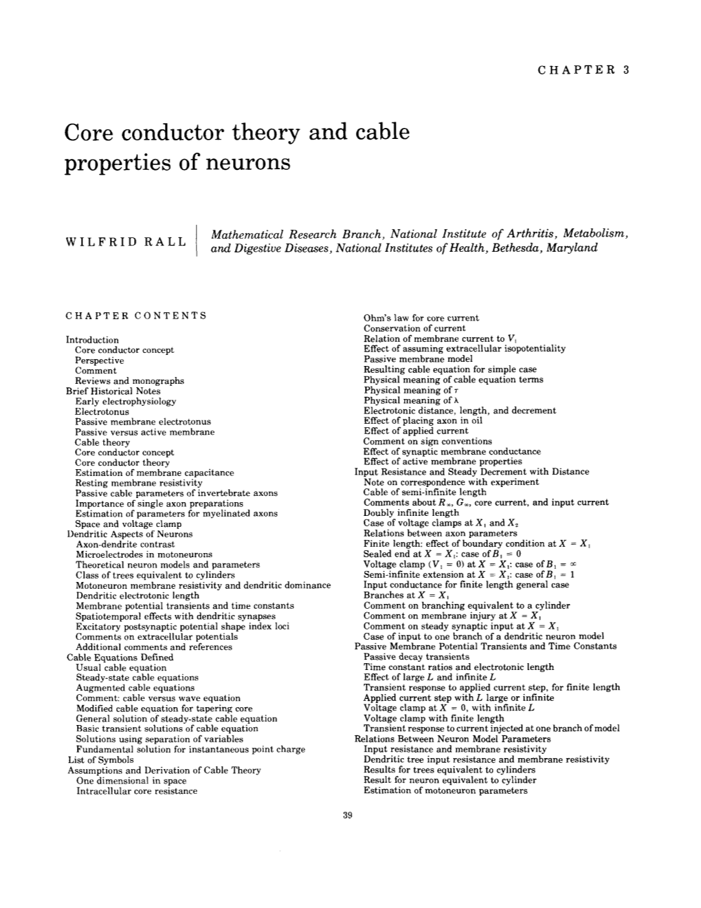 Core Conductor Theory and Cable Properties of Neurons. In