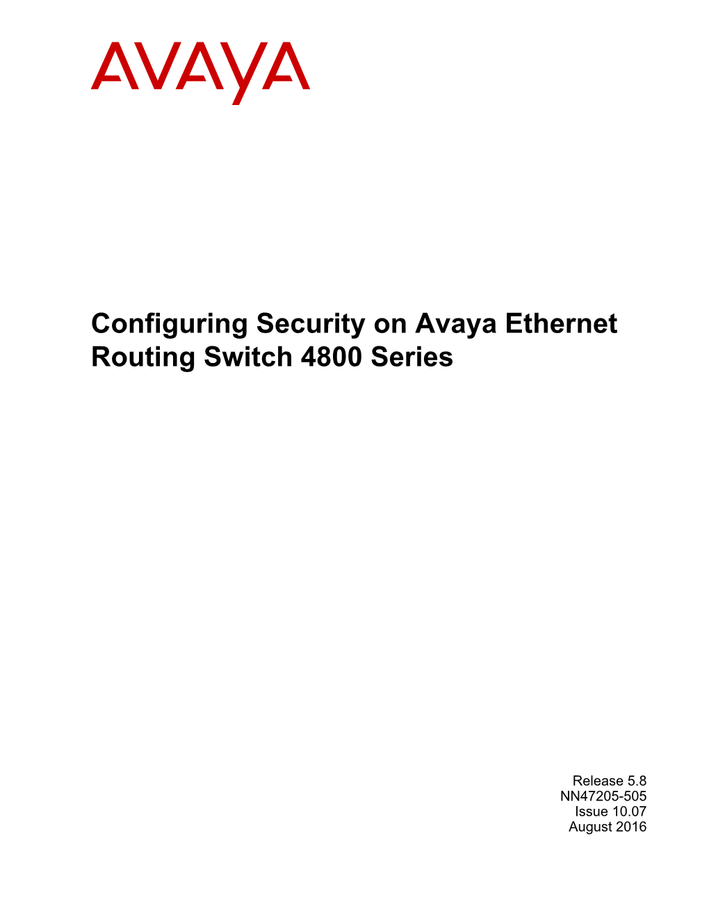 Configuring Security on Avaya Ethernet Routing Switch 4800 Series