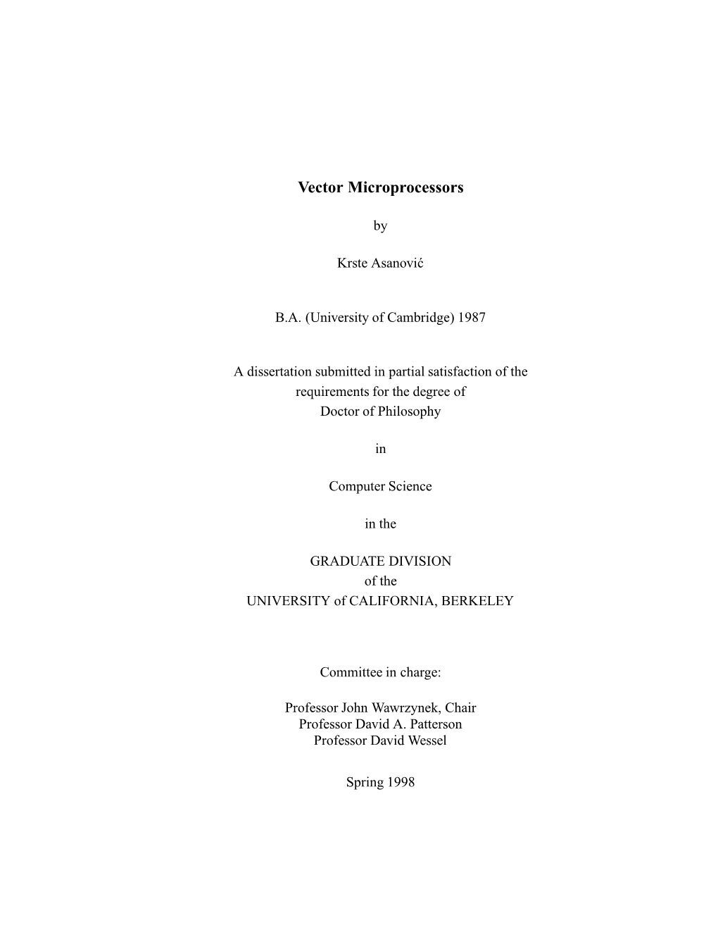 Vector Microprocessors