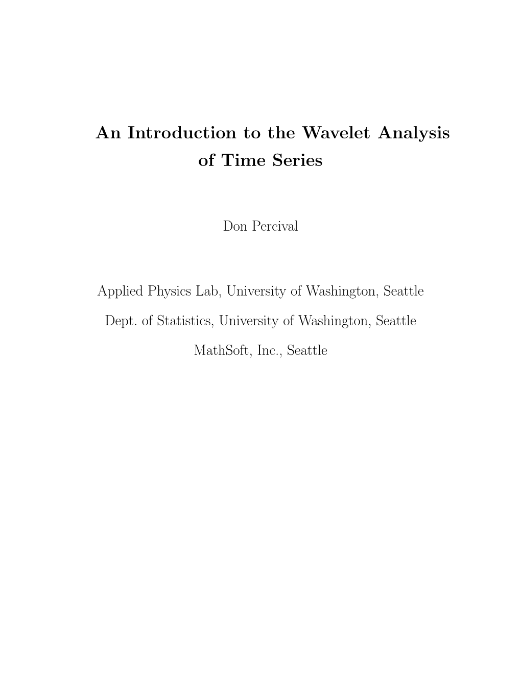 An Introduction to the Wavelet Analysis of Time Series