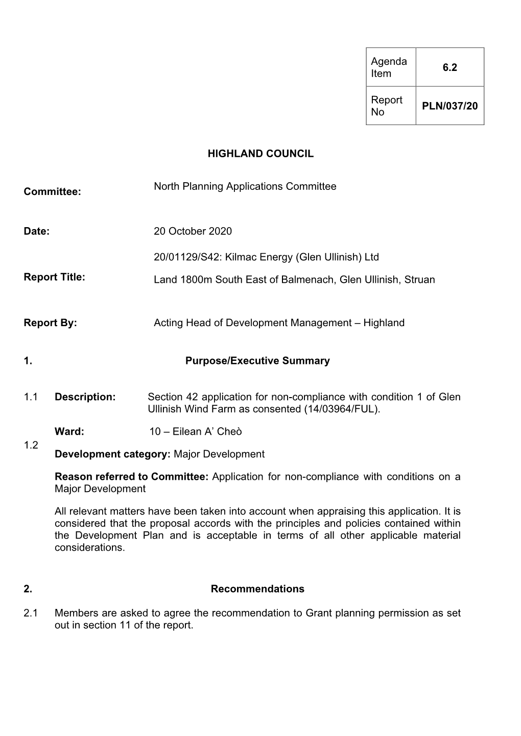 6.2 Applicant: Kilmac Energy (Glen Ullinish) Ltd (20/01129/S42)