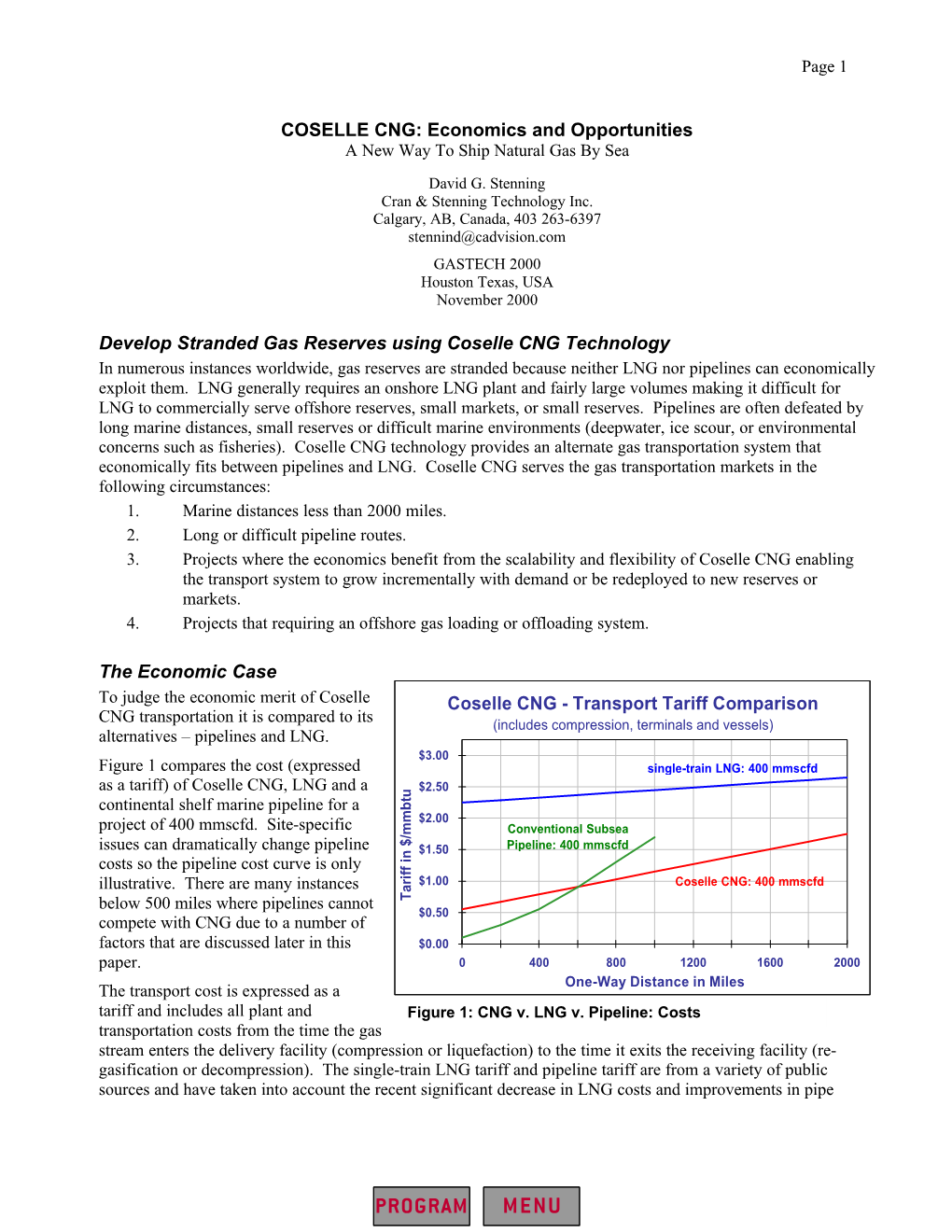 COSELLE CNG: Economics and Opportunities Develop Stranded