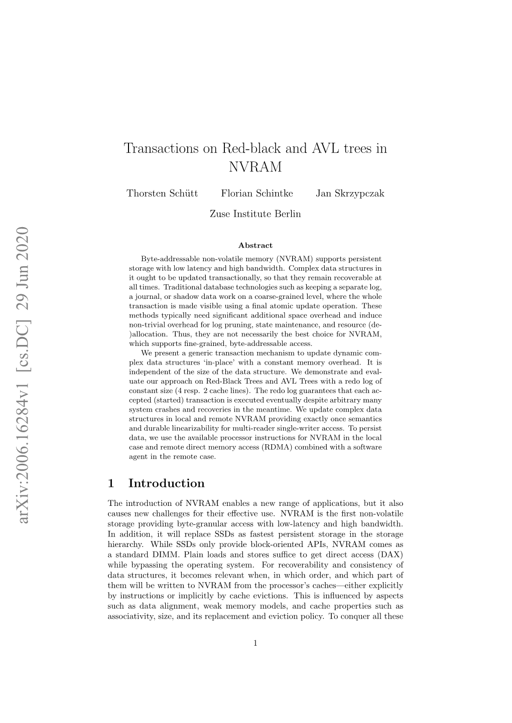 Transactions on Red-Black and AVL Trees in NVRAM