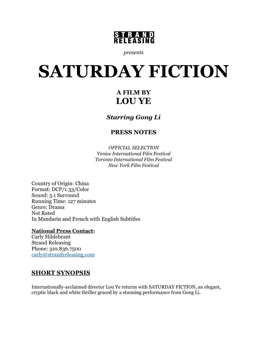 Saturday Fiction