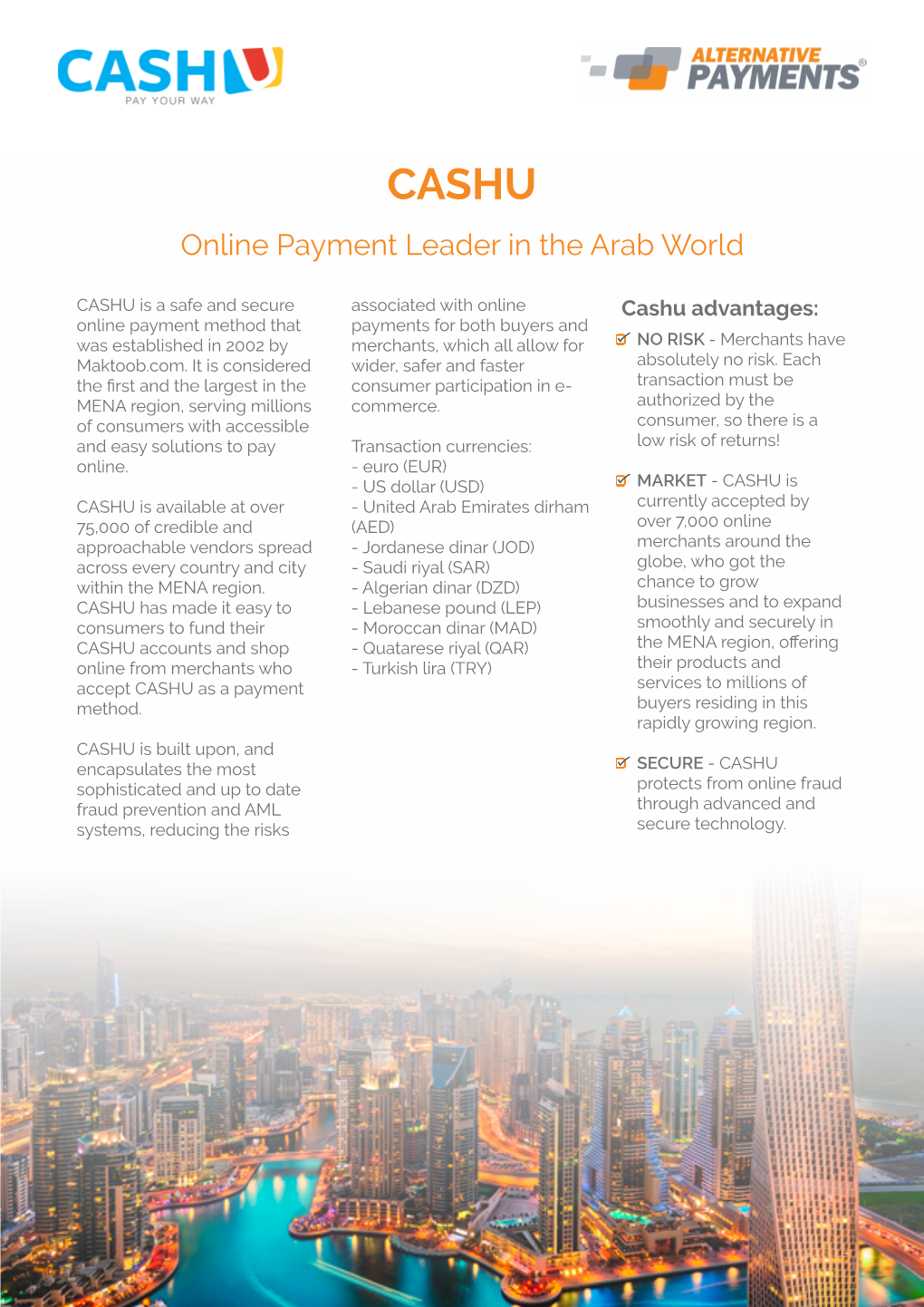 CASHU Online Payment Leader in the Arab World