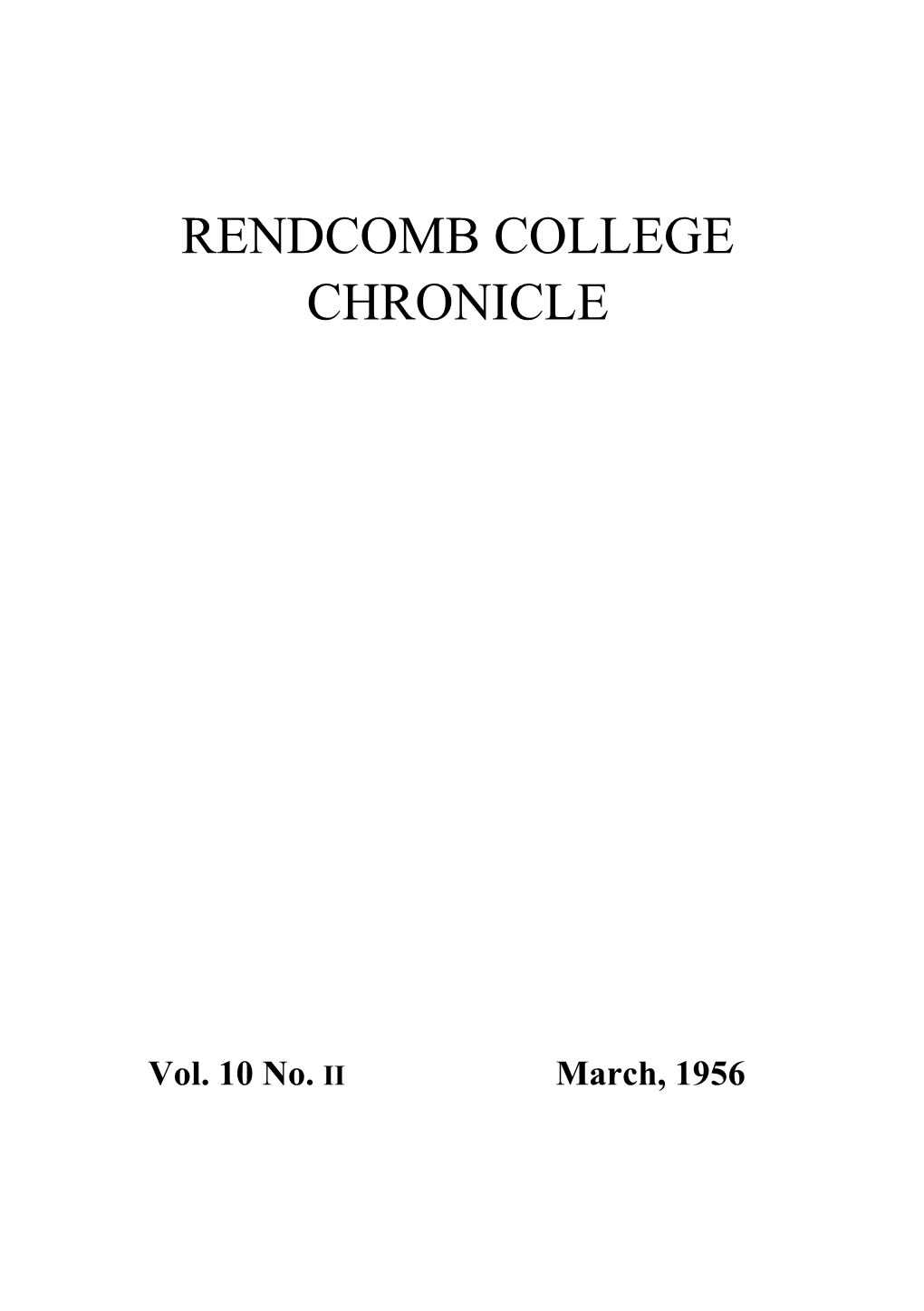 Rendcomb College Magazine Chronicle March 1956