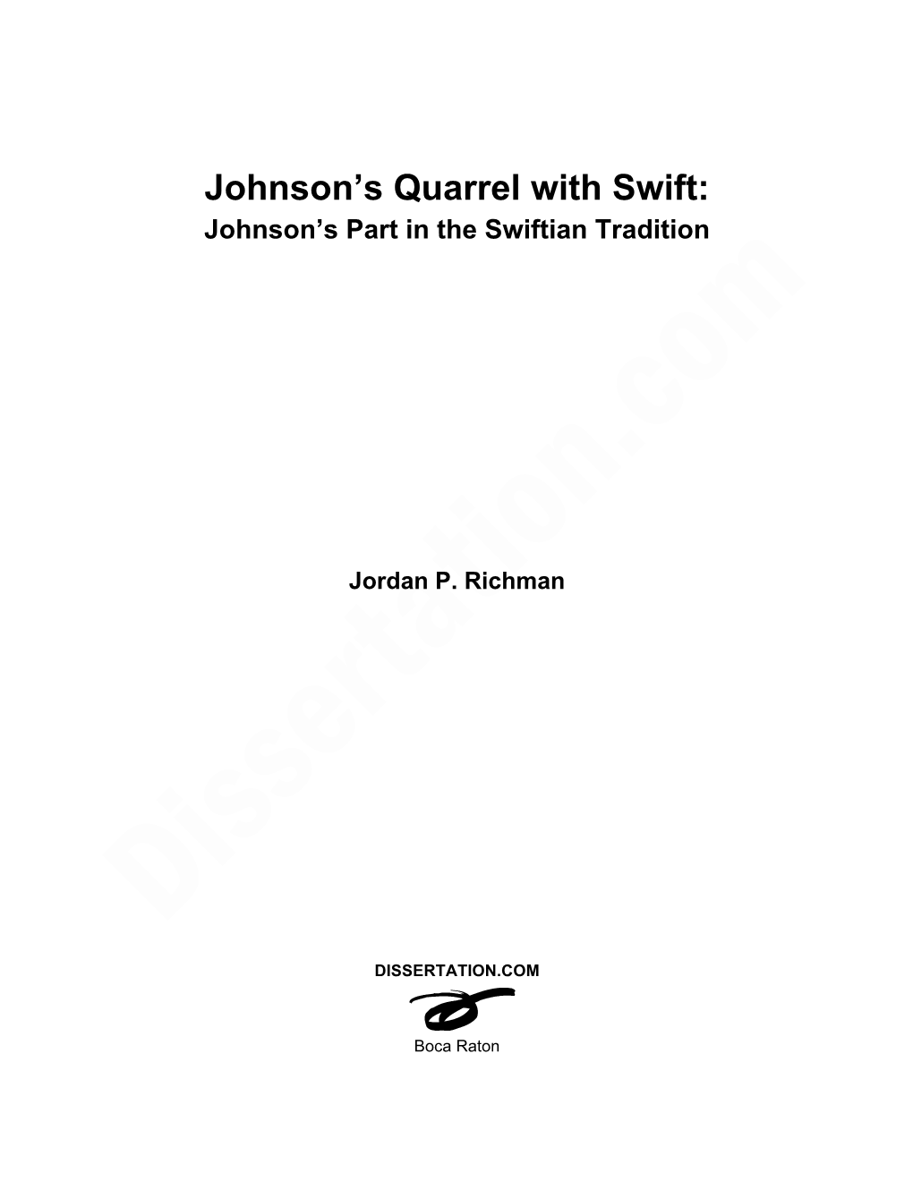 Johnson's Quarrel with Swift