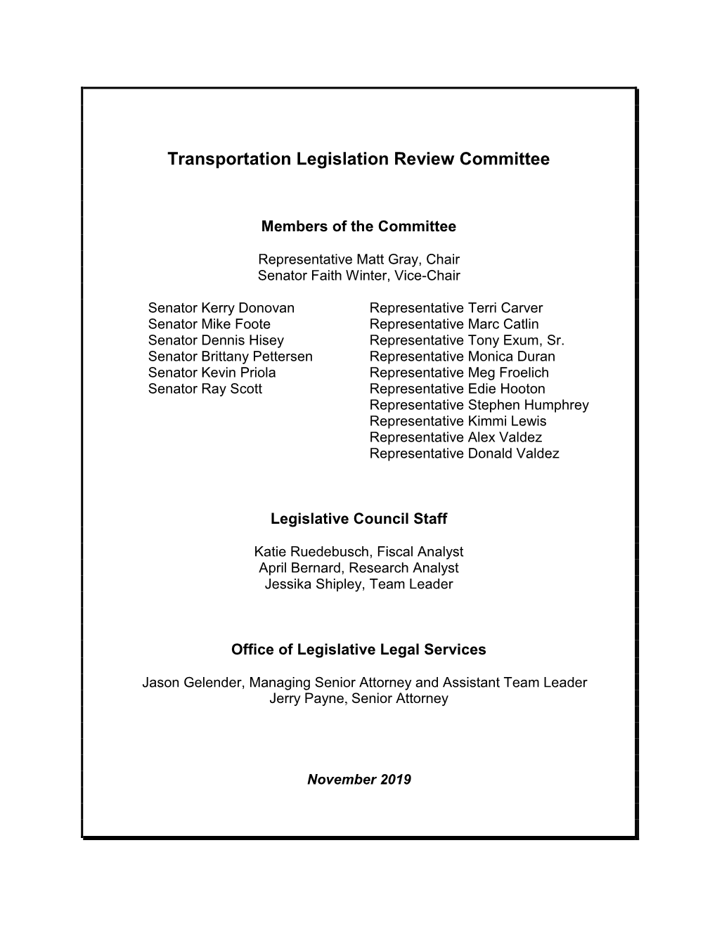 Transportation Legislation Review Committee