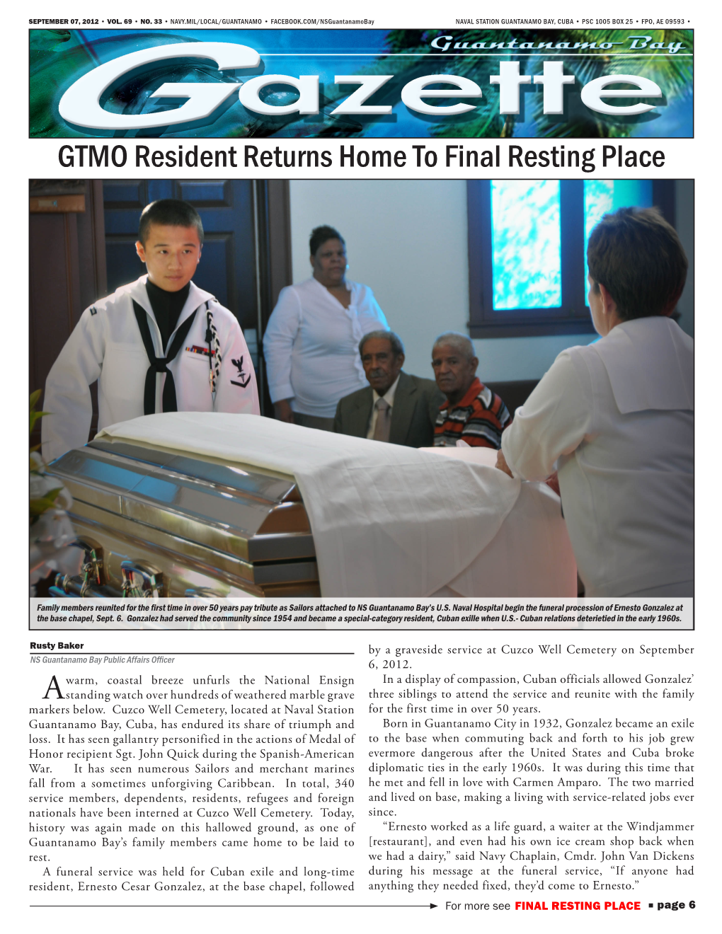 GTMO Resident Returns Home to Final Resting Place