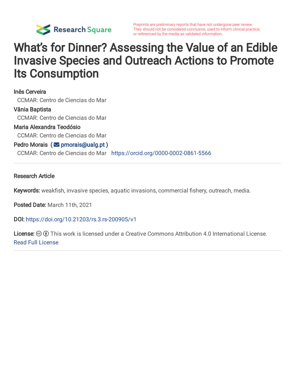 Assessing the Value of an Edible Invasive Species and Outreach Actions to Promote Its Consumption