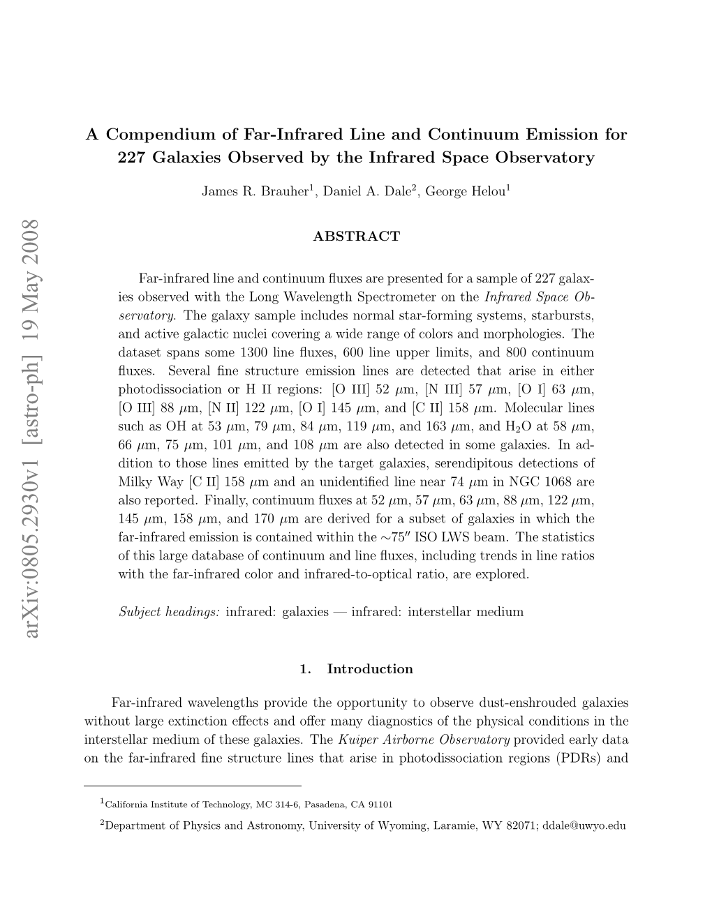 A Compendium of Far-Infrared Line and Continuum Emission for 227