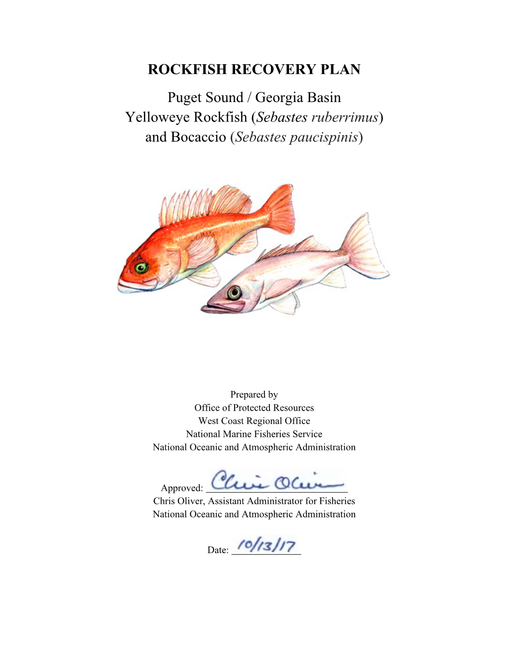 Yelloweye Rockfish (Sebastes Ruberrimus) and Bocaccio (Sebastes Paucispinis)