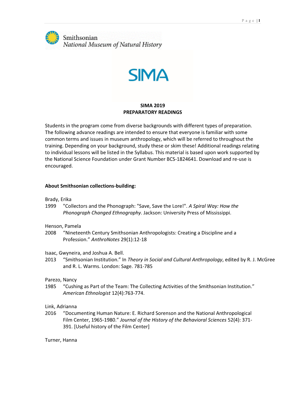 Sima 2019 Preparatory Readings