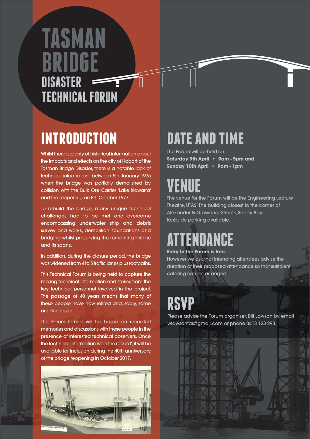 TASMAN BRIDGE DISASTER TECHNICAL FORUM Introduction Date and Time