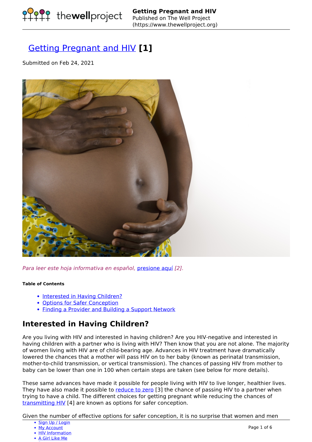 Getting Pregnant and HIV Published on the Well Project (