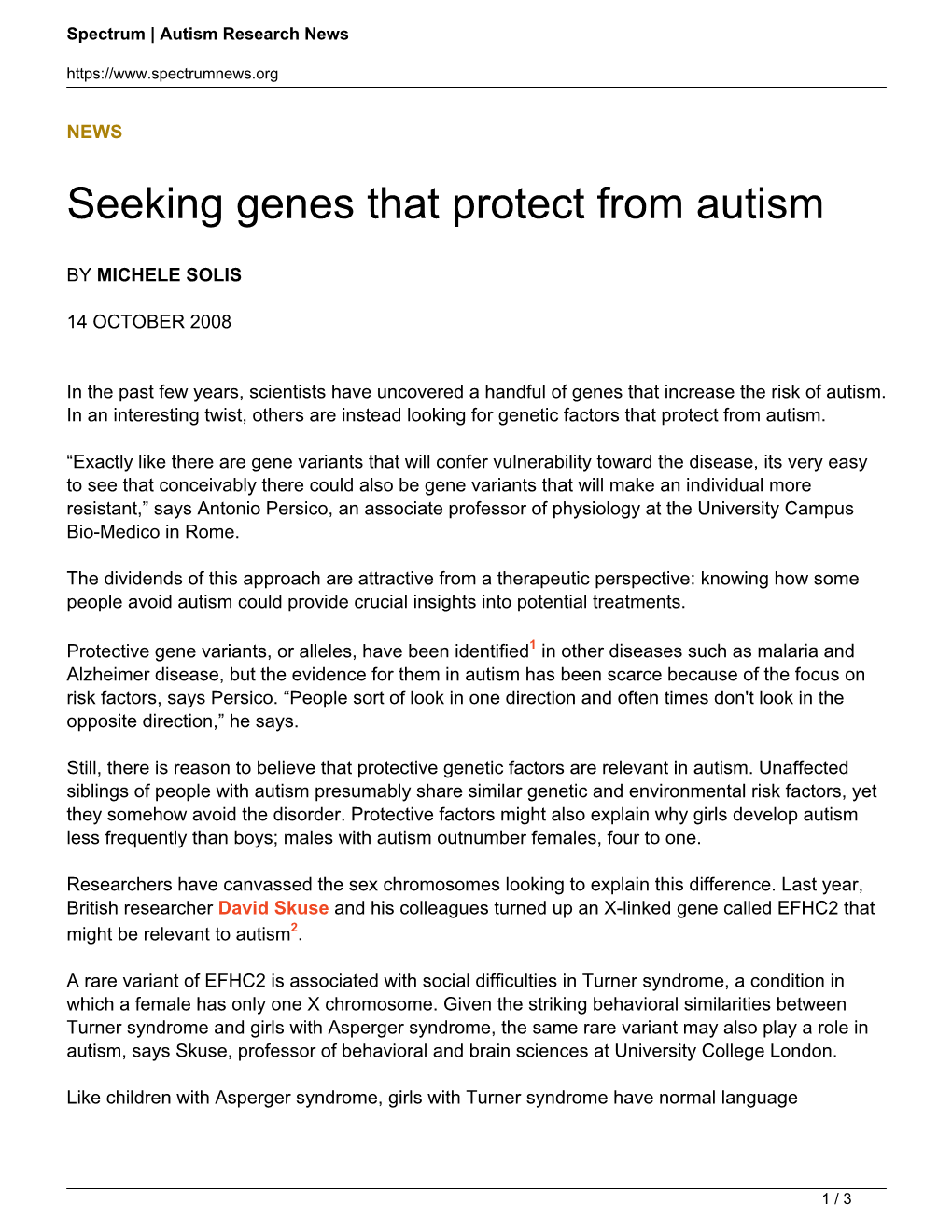 Seeking Genes That Protect from Autism