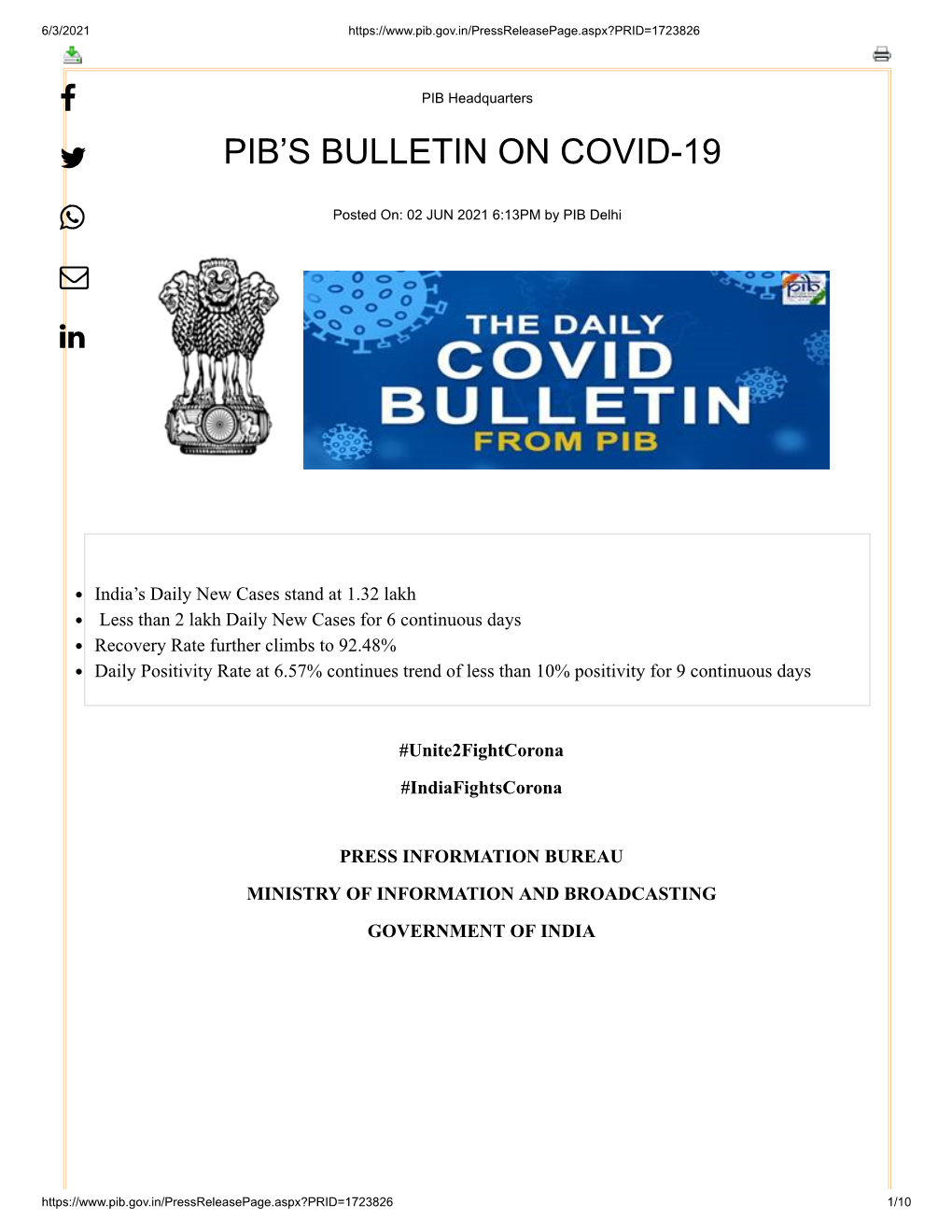 Pib's Bulletin on Covid-19