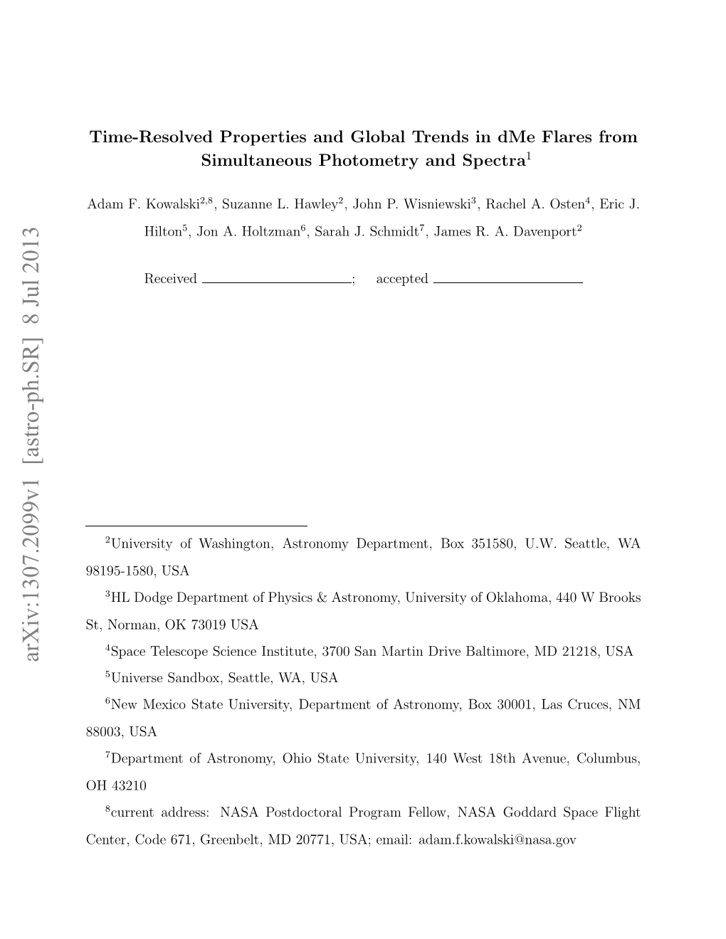 Time-Resolved Properties and Global Trends in Dme Flares From