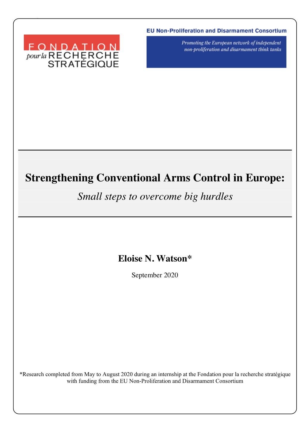 Strengthening Conventional Arms Control in Europe