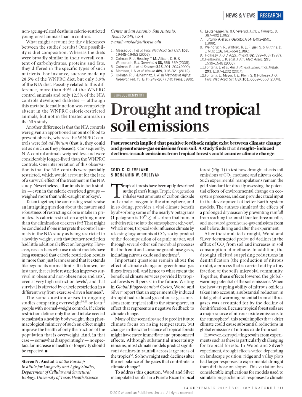 Drought and Tropical Soil Emissions
